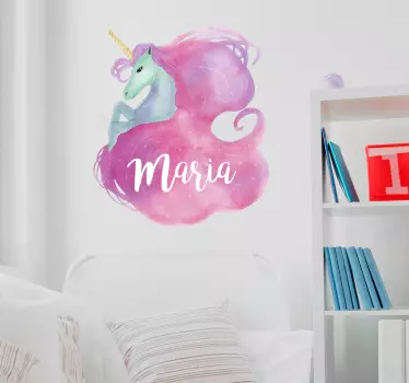 Sticker licorne aquarelle personnalisable - TenStickers