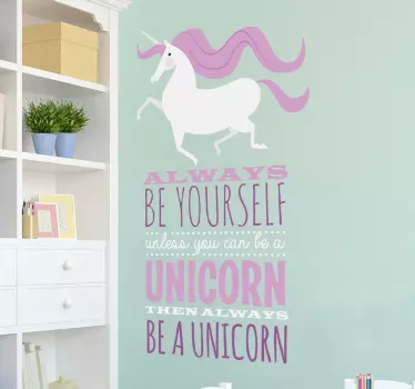 Sticker licorne be yourself - TenStickers