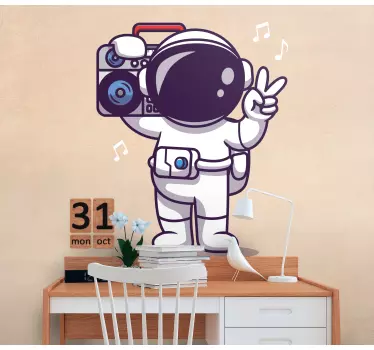 Sticker littérature geste de paix astronaute - TenStickers