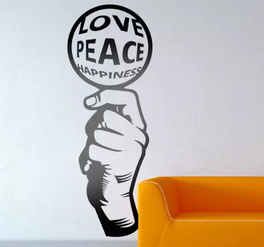 Sticker love peace happiness - TenStickers