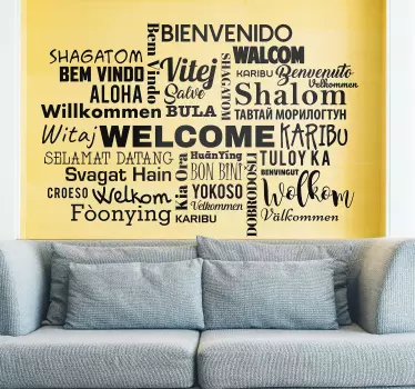 Sticker Mural Entrée Bienvenue Plusieurs Langues - TenStickers
