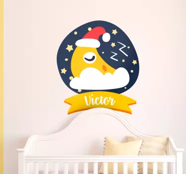 Sticker Chambre Enfant Lune Dormante Personnalisable - TenStickers