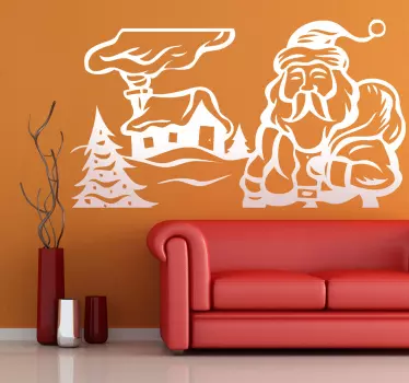 Sticker maison Père Noël - TenStickers