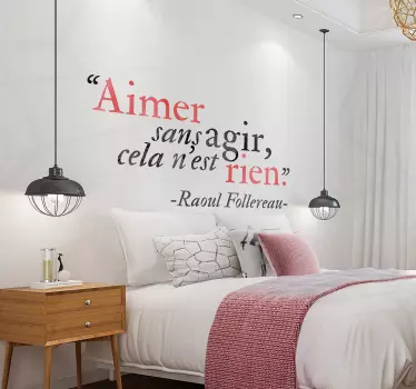 Sticker citation amour Aimer Sans Agir - TenStickers