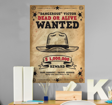 Sticker Mural Wanted Personnalisable - TenStickers