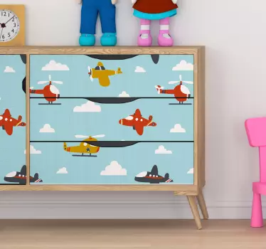 Sticker Pour Meuble Avions et Nuages - TenStickers