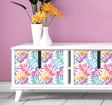 Sticker Pour Meuble Feuilles Multicolores - TenStickers