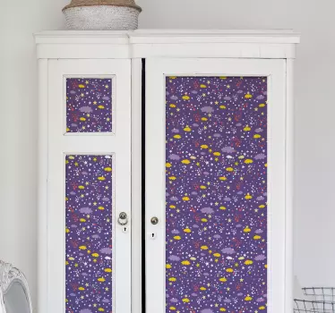 Sticker Pour Meuble Nuages, étoiles et coeurs - TenStickers