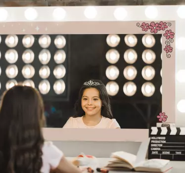 Sticker miroir cadre floral enchanteur - TenStickers
