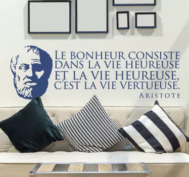 Sticker Maison Citation du Bonheur Aristote - TenStickers