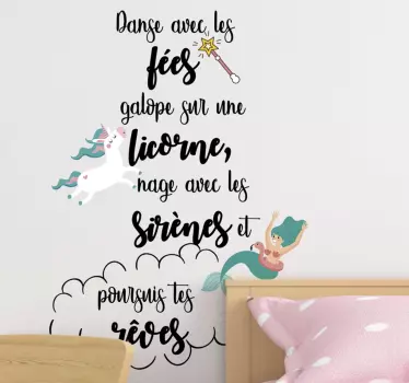 Sticker Chambre Enfant Poursuis tes rêves - TenStickers