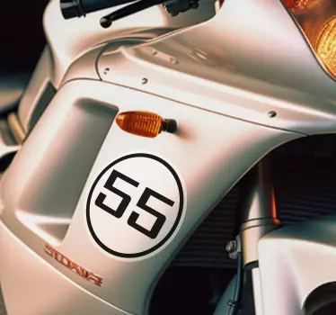 Autocollant moto cercle et nombre personnalisé - TenStickers
