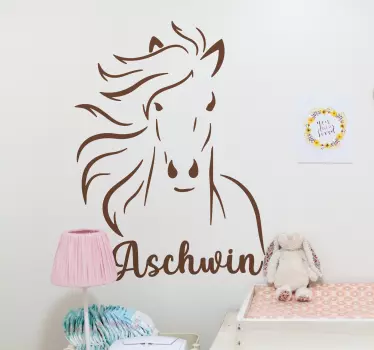 Sticker Mural Animal Cheval avec nom personnalisé - TenStickers