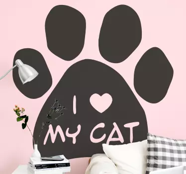 Sticker Animal empreinte patte et texte J'aime mon chat - TenStickers