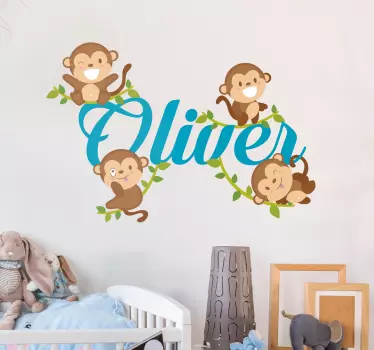 Sticker Mural Animal petits singes - TenStickers