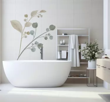 Sticker aquarelle plantes vertes salle de bain - TenStickers