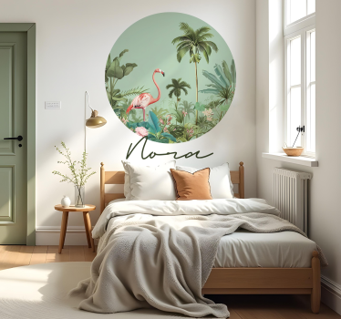Sticker mural cercle paradis tropical - TenStickers