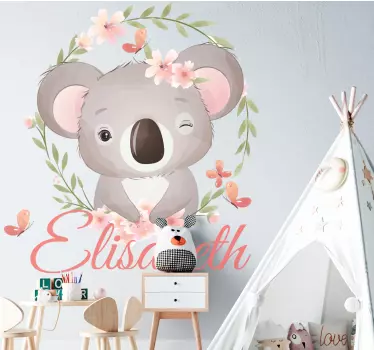 Sticker chambre enfant koala avec nom - TenStickers