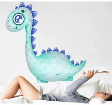 Sticker Mural Chambre Enfant Mignon petit dinosaure bleu clair - TenStickers