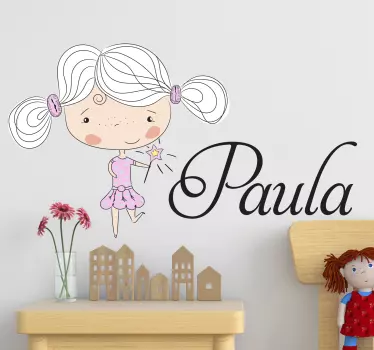 Sticker Chambre Enfant Dessin Petite fille Personnalisé - TenStickers