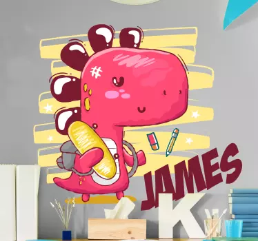 Sticker mural dinosaure adorable rose - TenStickers