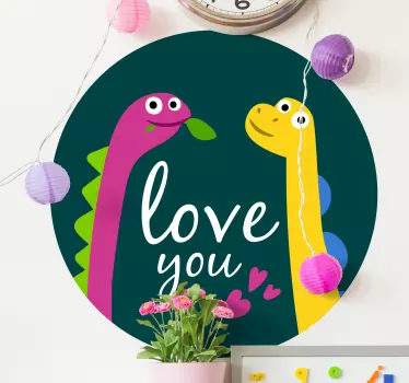 Sticker mural dinosaure amour de dinosaure mignon - TenStickers