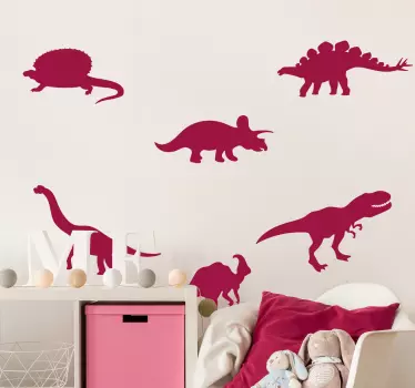 Sticker mural dinosaure collection de silhouettes - TenStickers