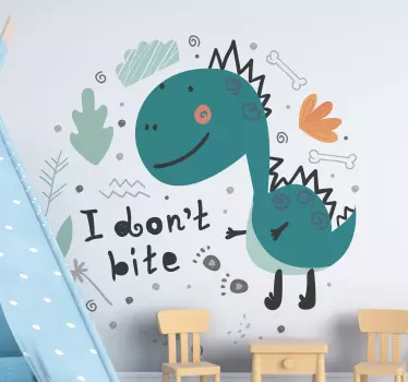 Sticker mural dinosaure dessin animé amical - TenStickers