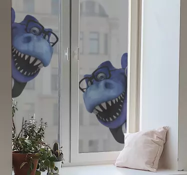 Sticker mural dinosaure dessin animé bleu - TenStickers