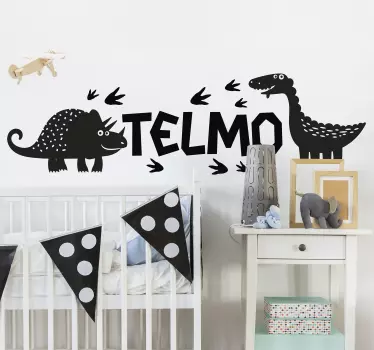 Sticker mural Dinosaure avec prénom - TenStickers