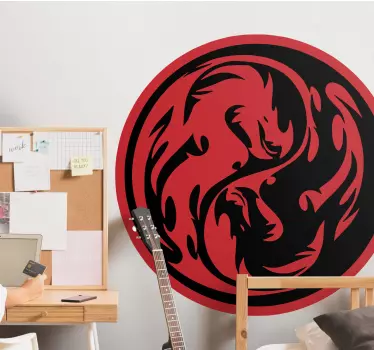 Sticker mural dinosaure dragons yin yang - TenStickers