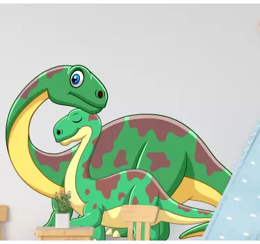 Sticker mural dinosaure duo de dinosaures ludiques - TenStickers