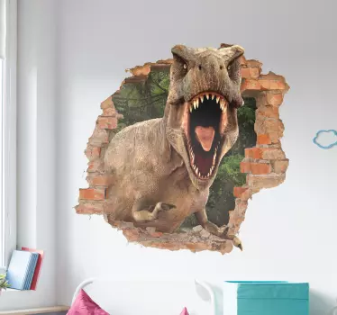 sticker mural dinosaure en trompe l'oeil - TenStickers