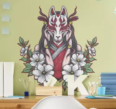 Sticker mural dinosaure esprit renard mystique - TenStickers