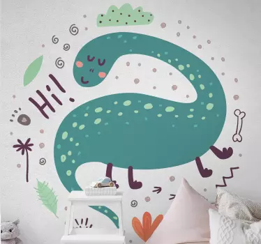 Sticker mural dinosaure illustration amicale - TenStickers