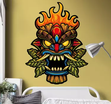 Sticker mural dinosaure masque tribal féroce - TenStickers