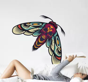 Sticker mural dinosaure merveilleux papillon crâne - TenStickers