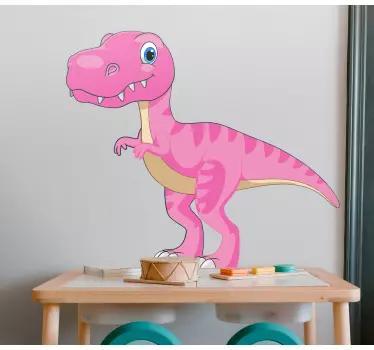 Sticker mural dinosaure mignon rose - TenStickers