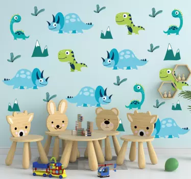 Sticker mural dinosaure motifs ludiques - TenStickers