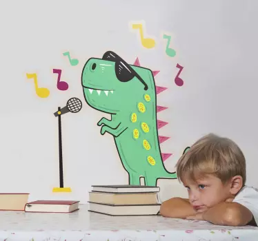 Sticker mural dinosaure personnage chanteur - TenStickers