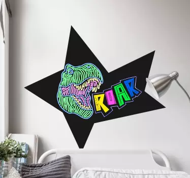 Sticker mural dinosaure rugissement coloré - TenStickers