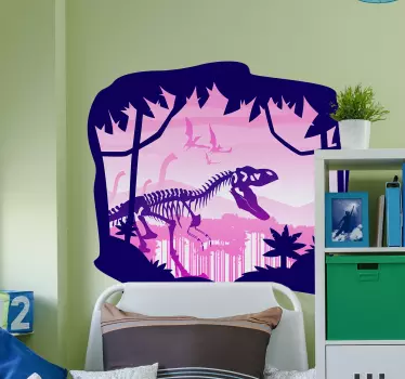 Sticker mural dinosaure scène de squelette - TenStickers