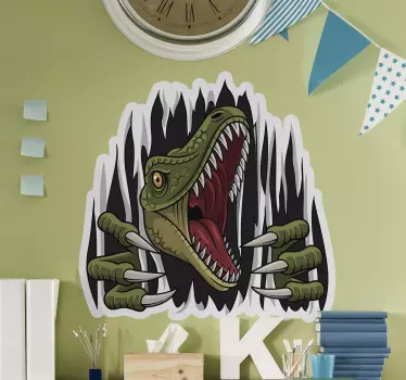 Sticker mural dinosaure visage de dinosaure rugissant - TenStickers