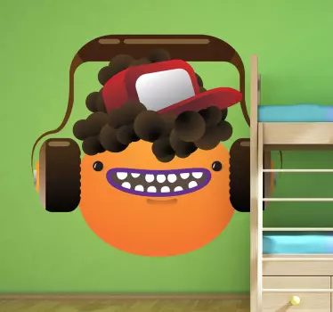 Sticker mural emoticone casque - TenStickers