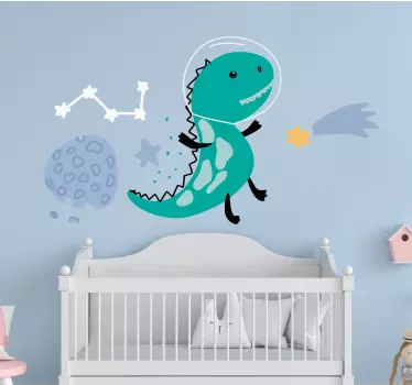 Sticker Mural Espace Dinosaures drôles avec des planètes - TenStickers