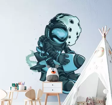 Sticker Mural Espace Fusée astronaute - TenStickers