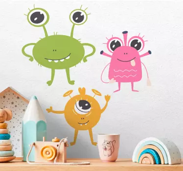 Sticker Espace Illustration amusante d'extraterrestres colorés - TenStickers
