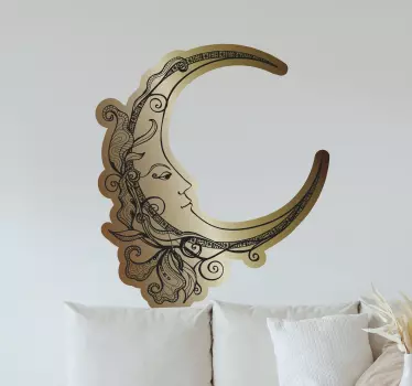 Sticker Mural Espace Visage de croissant de lune - TenStickers