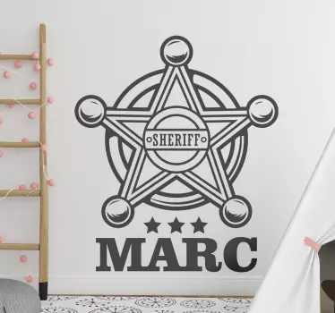 Sticker mural Etoile de shérif avec prénom - TenStickers