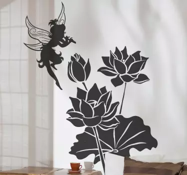 Sticker Mural Fleur Lotus et fée - TenStickers